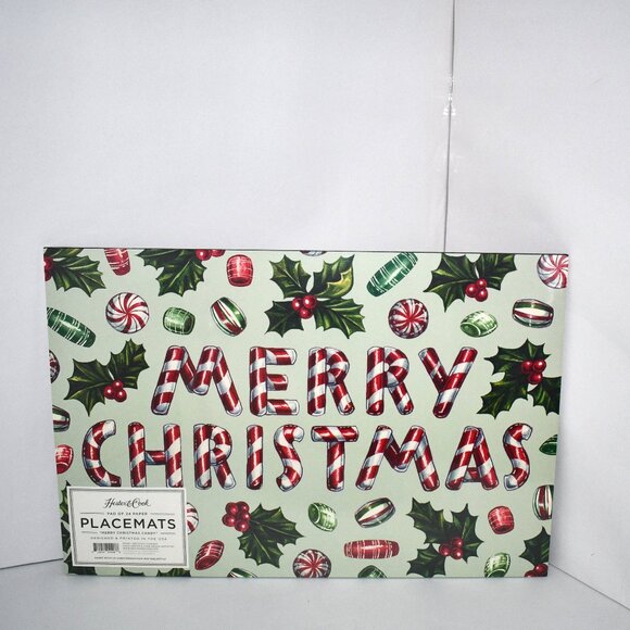 Hester & Cook 24 Merry Christmas Candy Placemat 18.5" x 12.5" NWT - Picture 1 of 3